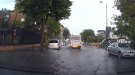 Flooding in Wimbledon, London, after heavy rain
