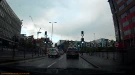Driver goes onto pavement to avoid traffic