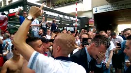 Jamie Vardy lookalike crowd surfs England fans in Marseille