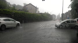 Tourists soaked in Torrential rain storm