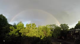 Beautiful double rainbow appears in Montreal, Canada