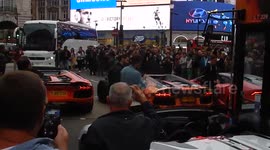 Supercars cause commotion on Piccadilly, London