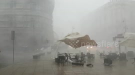 Hurricane winds destroy cafe in Poland