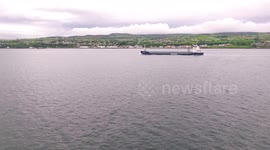 Drone Footage Of Ship On Lough Foyle With Dolphin Pod