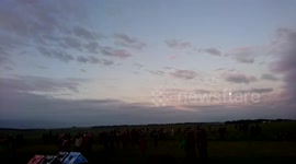 Stunning pink sky above Stonehenge, UK