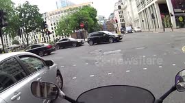 Nasty motorbike crash caught on helmet cam in London, UK