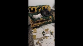 Pet owner returns home to find dog has completely destroyed sofa