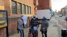 Women face protesters at Worcester Crown Court in monkey torture case sentencing