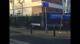 Impatient driver overtakes learner then parks.