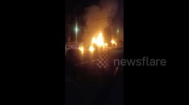Israel: Israeli settlers burn several cars belonging to Palestinians in the Sheikh Jarrah neighborhood of AlQuds