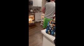 Man extinguish oven fire using salt