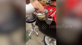 Chinese barber gives the most outrageous hair styles