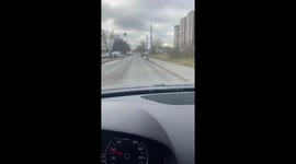 Deer narrowly avoids collision with car in Mytishchi, Russia
