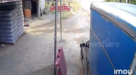Pickup truck loses control on sharp bend and crashes into two parked cars