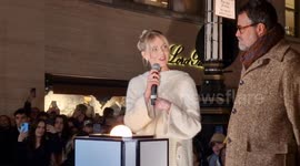 Taking a look at the magical Bond Street festive displays as actress Lucy Boynton switches on new Chanel-themed Christmas lights