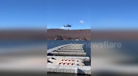 US: Firefighting Helicopter Draws Water from Greenwood Lake Amid Orange County Blaze