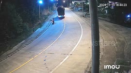 Overloaded truck too heavy to go uphill rolls backwards and topples over