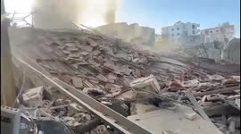 Lebanon: Massive destruction following an Israeli airstrike on a building near Saint George Hospital in the Hadath area, southern Beirut