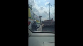 Motorcyclist teases cow during traffic stop