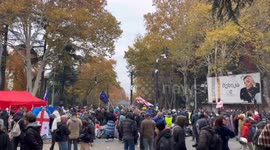 In Georgian election dispute, opposition protesters block street in Tbilisi