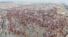 Crowd of devotees gathered in Prayagraj on Kartik Purnima, taking a dip of faith in Ganga , Northern India