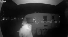 Moment dad faceplants floor after falling over son's bike