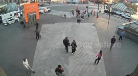 Falling scaffolding narrowly misses pedestrians in Boston