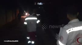 The Palestine Red Crescent Society teams transported a critically injured individual, who was later pronounced dead