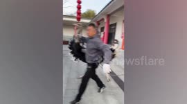 Escaped ostrich meant as present for father-in-law attackes new owner