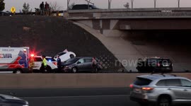 US, Los Angeles: Victorville Wrong Way Pursuit Suspect Crashes into CHP Officer and Innocent Person