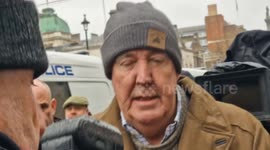 Jeremy Clarkson jokes as he arrives to deliver speech at farming rally in Westminster