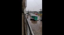 Hut flipped over and blown away by typhoon