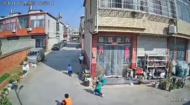 Wild boar hits woman carrying baby in China