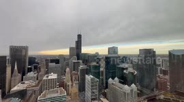 Bright Sunny Blue Skies Above Downtown Chicago