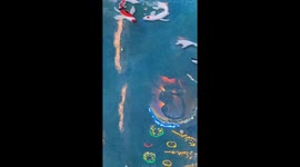 Buddhist monk makes 3D floor art of realistic koi pond at temple