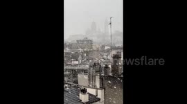 France: Paris Sees First Snowfall Of The Season
