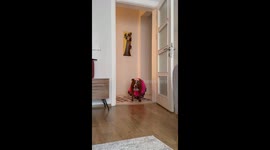 Dog and daughter in funny clothes
