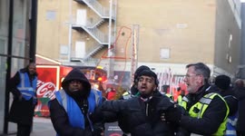Palestinian protester violently ejected from the Christmas Coca-Cola truck during their Boycott
