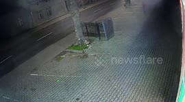 Mazda smashes into tree that stops it from hitting pedestrians on pavement