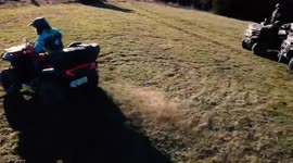 Drone and quad bike collision while trying to drift and film
