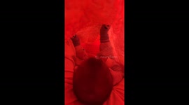 Chinese baby under blanket plays joyfully