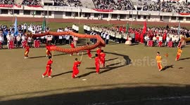 Unexpected Slip During Dragon Dance at University Sports Day in Changsha