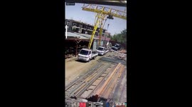 Truck's windshield shattered by falling metal rods in Bishkek, Kyrgyzstan
