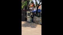 Skateboarder falls on bar in West Karawang, Indonesia