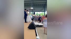 Grandmother joins bouquet toss at wedding and wins