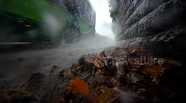 Storm Bert hits the UK with heavy rainfall leading to flooded roads.