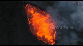 Drone footage captures lava violently bubbling as volcano erupts in Iceland