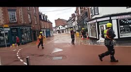 Flood wall collapsed sending flood water through tenbury wells