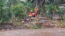 Boy and dog rescued on zip line across river in Honduras