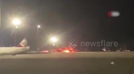 Russian plane catches fire at Turkish airport